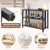36-inch gray 3-tier bar table with metal frame and adjustable foot pads, perfect for dining room or kitchen use.