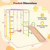 Metal indoor jungle gym 8-in-1 playset with monkey bars, slide, and adjustable swings for kids over 3 years old.