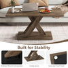 Rectangular 37.5-inch coffee table in brown with rubber wood connection, featuring a stable base and anti-slip foot.