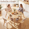 Round dining table for 4 people with rubber wood legs, perfect for small spaces, ideal for kitchens and dining rooms.
