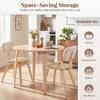Round dining table with rubber wood legs, designed for small spaces, ideal for kitchens and dining rooms.