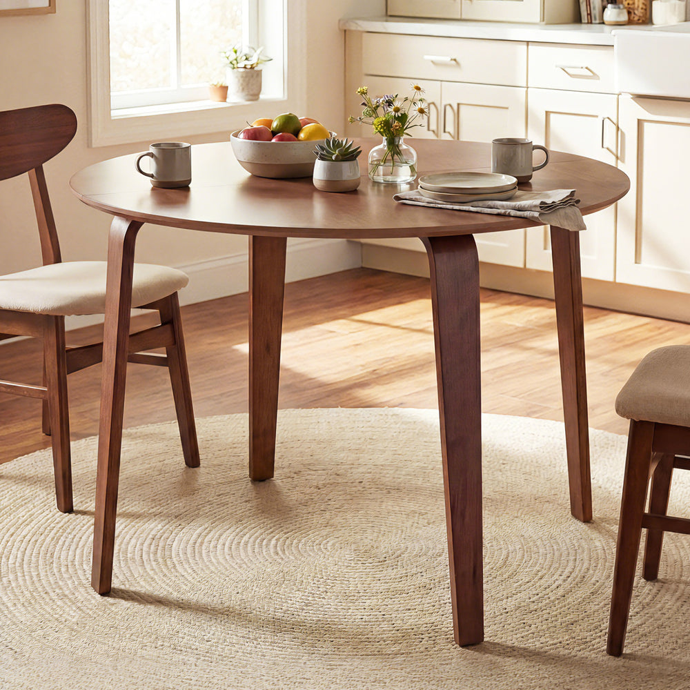 37.5" Round Dining Table with Rubber Wood Legs for Small Space-Walnut - Gallery View 1 of 8
