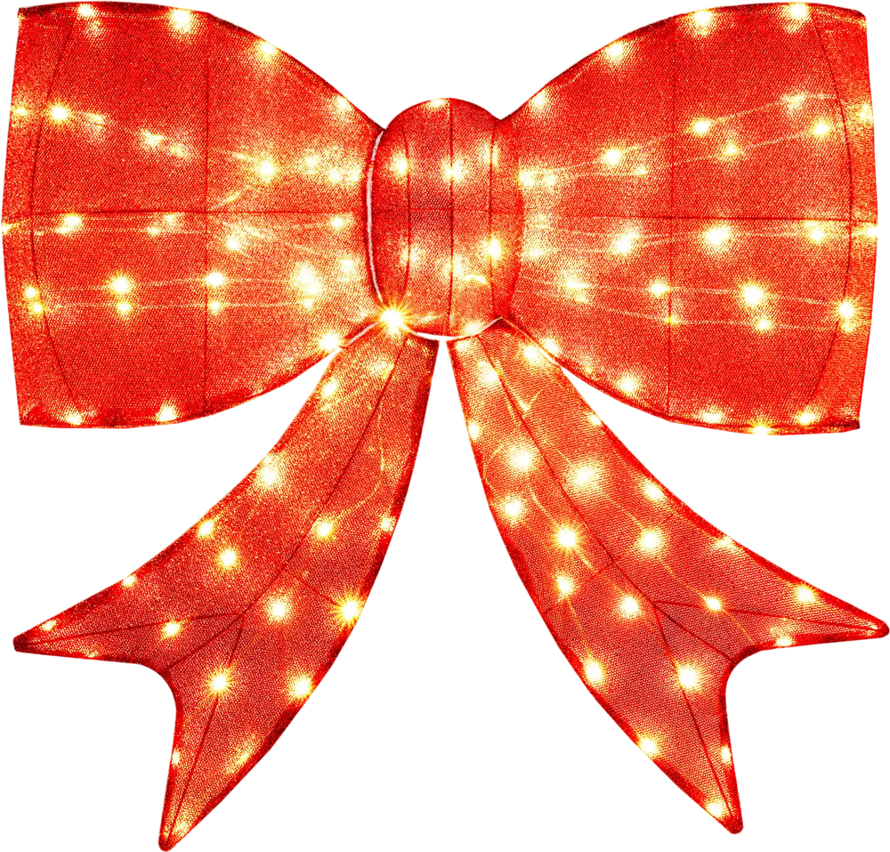 37 Inch Lighted Christmas Bow Decoration with Warm White LED Lights