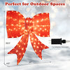 Extra-large 37" lighted Christmas bow decoration with 150 warm white LED lights, perfect for outdoor holiday spaces.