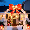Large 37-inch lighted Christmas bow decoration with 150 warm white LED lights, perfect for outdoor holiday displays.
