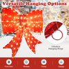 Close-up of the 37-inch lighted Christmas bow decoration showcasing warm white LED lights, ideal for versatile outdoor.