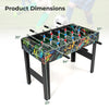 Mini foosball table with detachable legs, featuring vibrant graphics and dimensions of 37" x 34" for tabletop play.