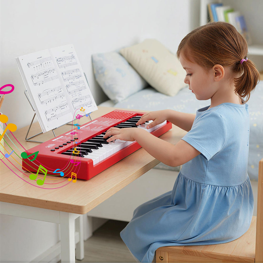 37 Keys Kids Piano Keyboard with 8 Rhythms and Microphone-Red - Gallery View 1 of 14