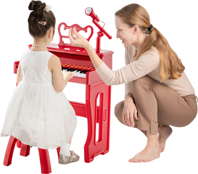 Costway 37-Key Kids Piano Keyboard with Microphone Red 17489653 New