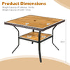 37" square outdoor dining table with acacia wood tabletop, metal frame, and 2" umbrella hole, perfect for patios and gardens.