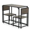 Compact 3-piece dining set with oak finish, featuring a table and 2 chairs with a sturdy metal frame for small spaces.