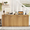 Modern 38" buffet sideboard cabinet in natural wood finish with four storage shelves, perfect for dining or living.
