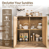 38" modern sideboard cabinet with natural wood texture, featuring 4 shelves for kitchenware and snacks in a stylish.