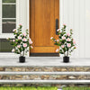 38 Inch Artificial Camellia Tree Faux Flower Plant in Cement Pot 2 Pack-Pink - Gallery View 1 of 8