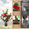 38-inch artificial camellia tree with red silk flowers and durable PE trunk, perfect for year-round indoor decoration.