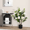 38 Inch Artificial Camellia Tree Faux Flower Plant in Cement Pot 2 Pack-White - Gallery View 1 of 10