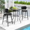 38-inch patio bar table with tempered glass tabletop and sturdy metal frame, perfect for poolside or outdoor gatherings.