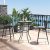 38-inch patio bar table with tempered glass tabletop, sturdy metal frame, perfect for poolside or porch use.