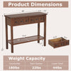 Rustic 38-inch console table in espresso with 2 drawers and bottom shelf, perfect for entryway or living room storage.