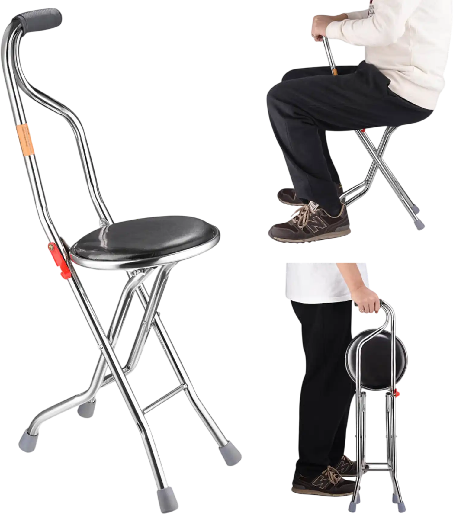 Yescom Folding Walking Cane with Seat Lightweight New
