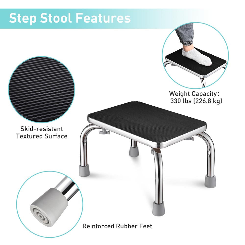 Yescom Medical Single Step Stool Chrome Steel Non-skid Rubber New ...