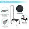 Yescom Medical Single Step Stool Chrome Steel w/ Handrail New