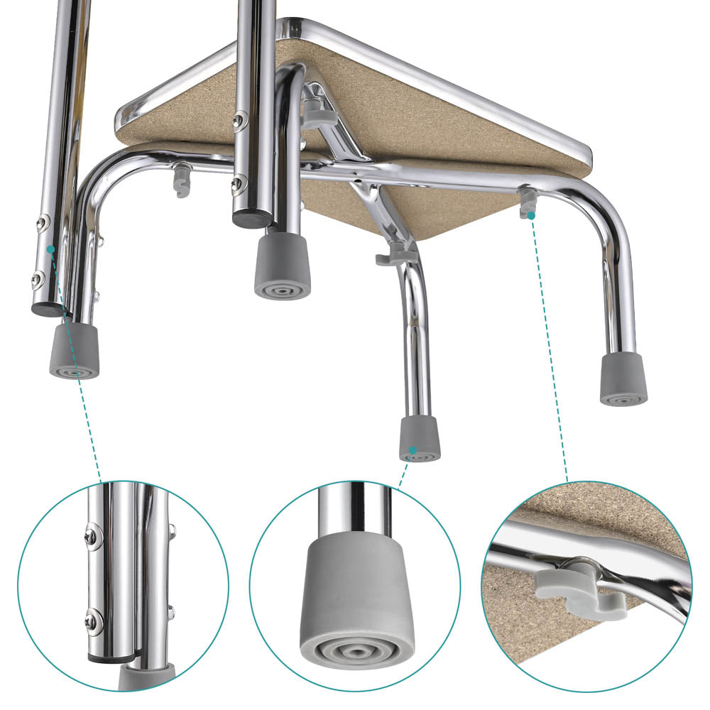 Yescom Medical Single Step Stool Chrome Steel w/ Handrail New – FactoryPure