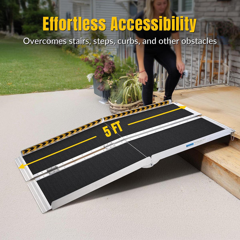 Yescom Aluminum Wheelchair Ramp 600lb Capacity 5'x29" Non-Slip Surface New