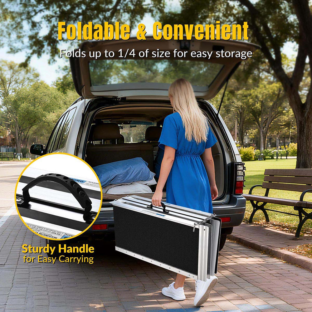 Yescom Aluminum Wheelchair Ramp 600lb Capacity 5'x29" Non-Slip Surface New