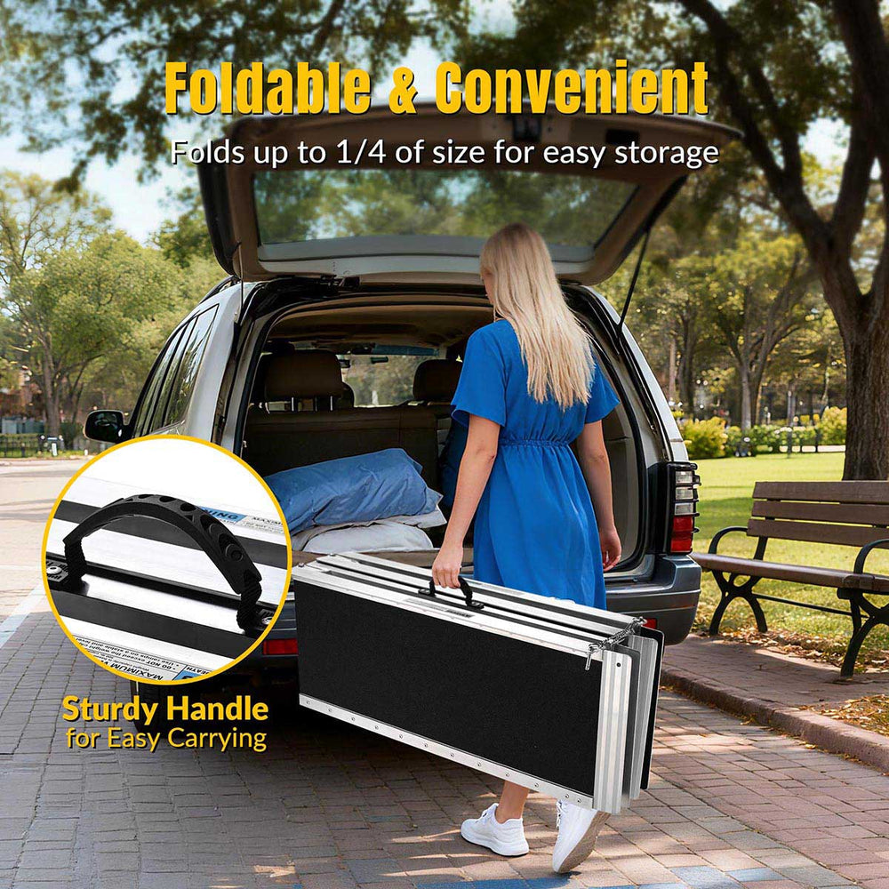 Yescom Wheelchair Ramp 600lb Capacity 6'x29" Aluminum w/ Non-Slip Surface New