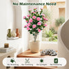 Artificial camellia tree with pink blossoms in a cement pot, perfect for home decoration with no maintenance needed.