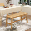 Bamboo dining bench with handwoven rattan seat, 39.5 inches long, perfect for indoor or outdoor seating.