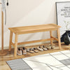 Bamboo dining bench with handwoven rattan seat, 39.5 inches long, ideal for indoor or outdoor use, supports 660 lbs.