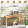 Bamboo dining bench with handwoven rattan seat, showcasing a stylish design for entryways and outdoor spaces.
