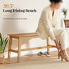 39.5" bamboo dining bench with handwoven rattan seat, comfortably seating 2 people for indoor or outdoor use.