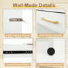 Close-up of the 39.5 inch white vanity desk's sleek golden handles and smooth drawer slides for stylish functionality.