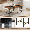 Square conference table with a rustic brown finish, featuring a thickened tabletop and robust metal frame for stability.