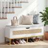 39.5" Rattan Storage Chest Wicker Shoe Bench with Padded Seat Flip-Top-White - Gallery View 1 of 10
