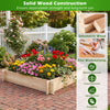 Square wooden raised garden bed made of selected fir wood, showcasing vibrant flowers for outdoor gardening.