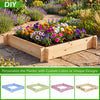 Square wooden raised garden bed, 39.5" x 39.5", filled with colorful flowers, ideal for personalized outdoor gardening.