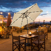 9 Feet Solar LED Lighted Patio Market Umbrella Tilt Adjustment Crank Lift-Beige - Gallery View 1 of 12