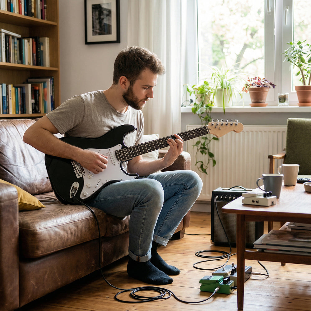 39 Inch Full Size Electric Guitar Beginner Kit with Amplifier for Starter-Black - Gallery View 1 of 10
