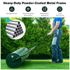 39-inch wide green lawn roller with heavy-duty powder-coated metal frame for push, pull, or tow use in gardens and.