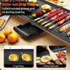 Extra large 39.5-inch electric griddle with slide-out drip tray, 2 egg rings, and 6 wood spatulas for versatile cooking.
