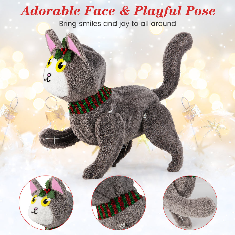3D cute cat decoration with 88 LED lights, warm white glow, and sturdy frame for outdoor holiday cheer.