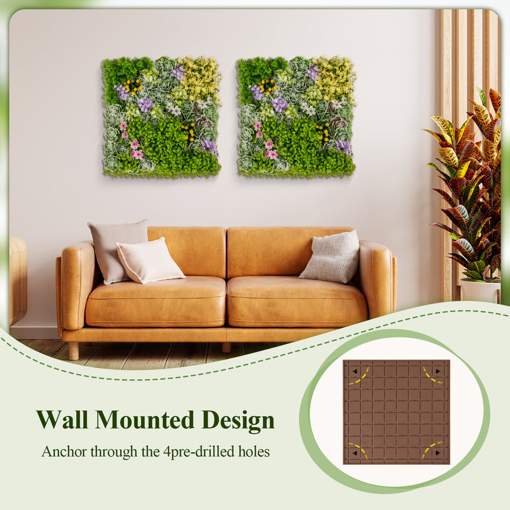 20" x 20" wall-mounted 3D hanging succulents with 10 types of faux plants, perfect for indoor and outdoor decor.