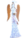 3D lighted angel Christmas decoration with golden wings, 150 LED lights, perfect for indoor or outdoor holiday displays.