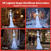 3D Lighted Angel Christmas Decoration with golden wings, 150 LED lights, ideal for indoor and outdoor holiday displays.