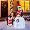 3D pre-lit Christmas igloo with two penguins in scarves, featuring 170 cold-white LED lights for festive outdoor decor.