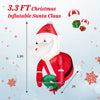 3.3 feet inflatable Santa Claus with LED lights, wearing a Christmas hat, perfect for indoor and outdoor holiday decor.